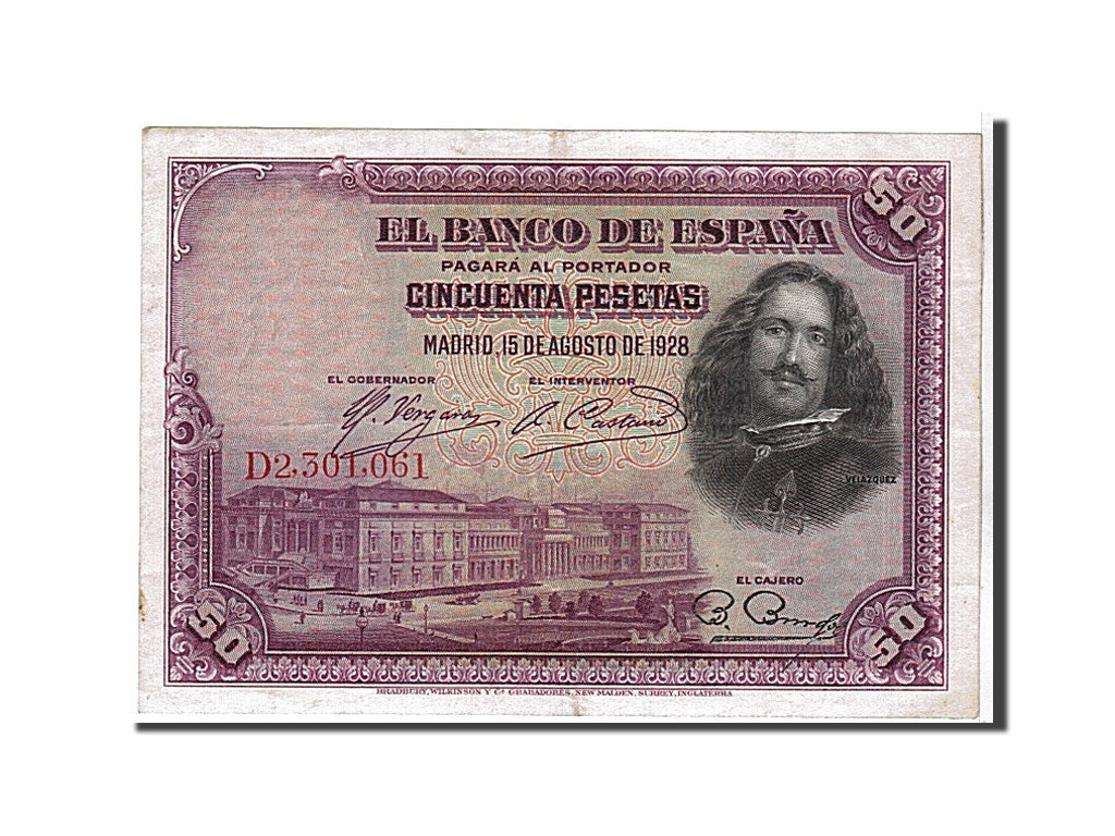 Banknote, Spain, 50 Pesetas, 1928, KM:75b, AU(55-58)