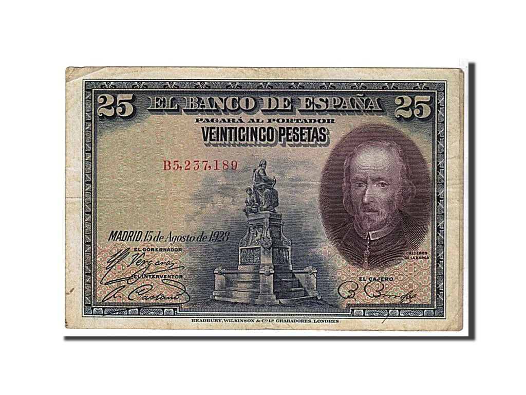 Banknote, Spain, 25 Pesetas, 1928, KM:74b, EF(40-45)