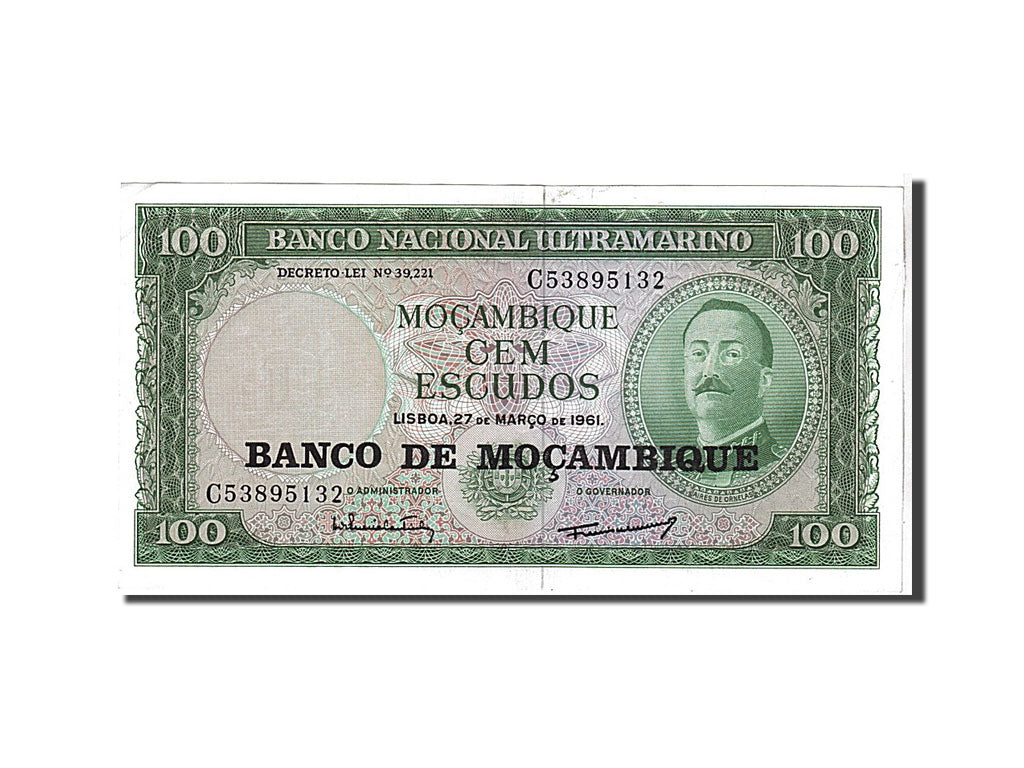 Banknote, Mozambique, 100 Escudos, 1961, KM:109a, AU(55-58)