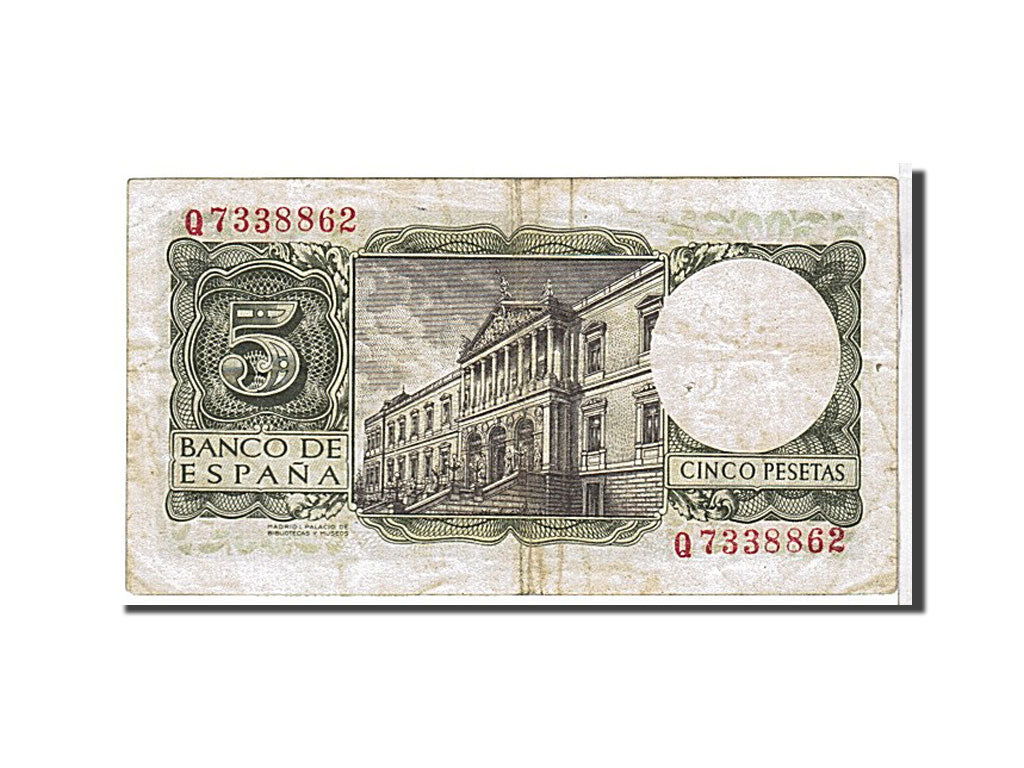 Billete, 5 Pesetas, 1954, España, BC+