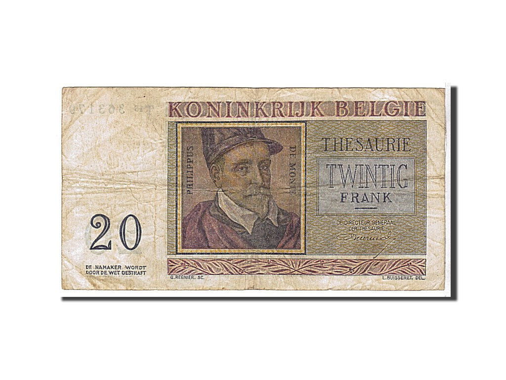 Banknote, Belgium, 20 Francs, 1956, KM:132b, EF(40-45)