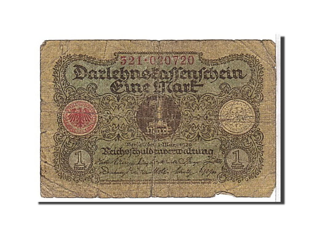 Banknote, Germany, 1 Mark, 1920, F(12-15)