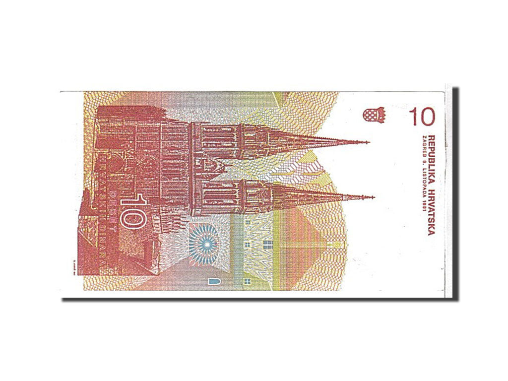 Billet, Croatie, 10 Dinara, 1991, NEUF