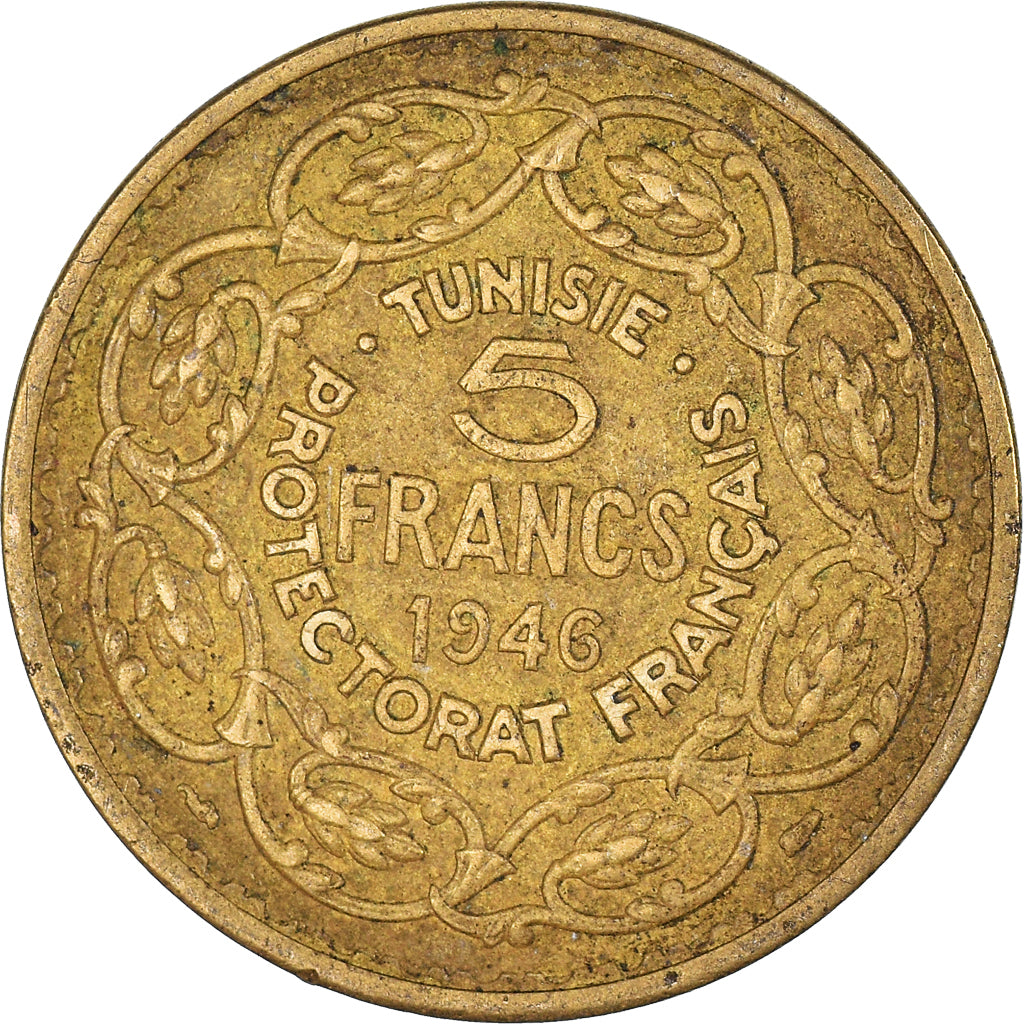 Coin, Tunisia, 5 Francs, 1946