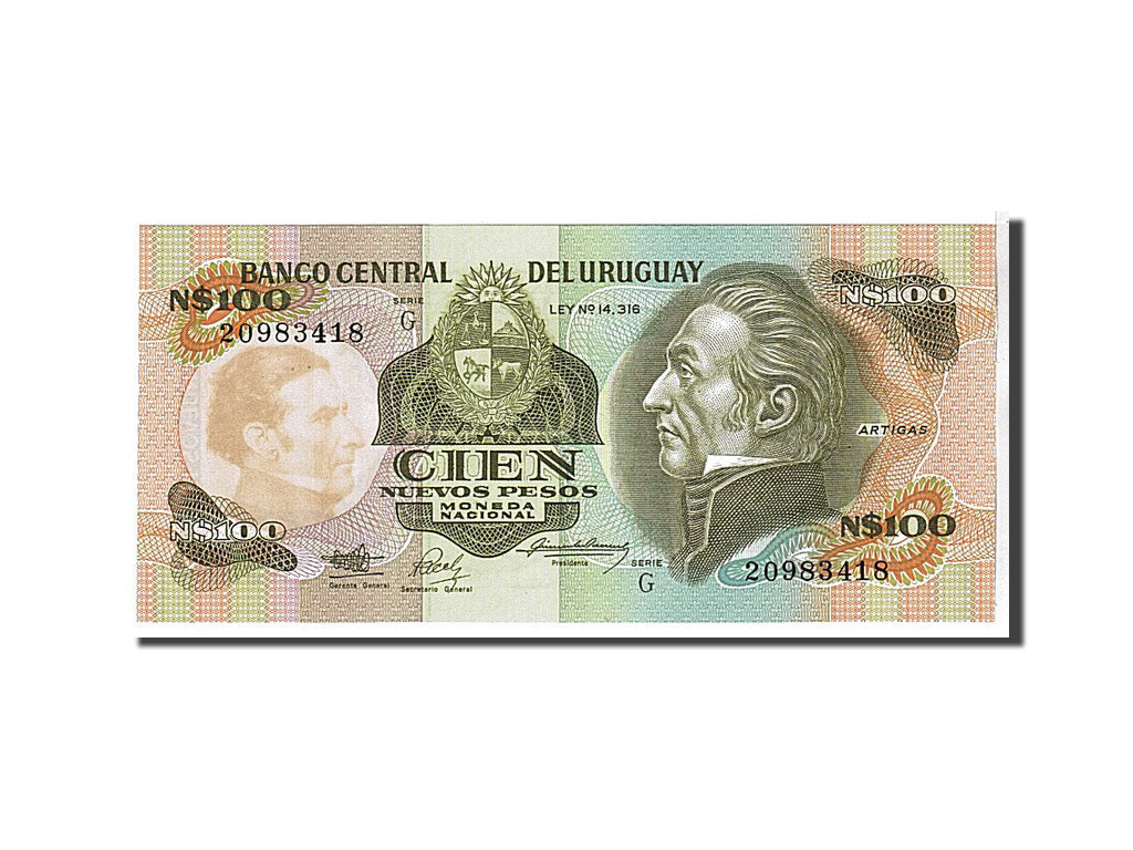 Banknote, Uruguay, 100 Nuevos Pesos, 1987, KM:62a, UNC(65-70)