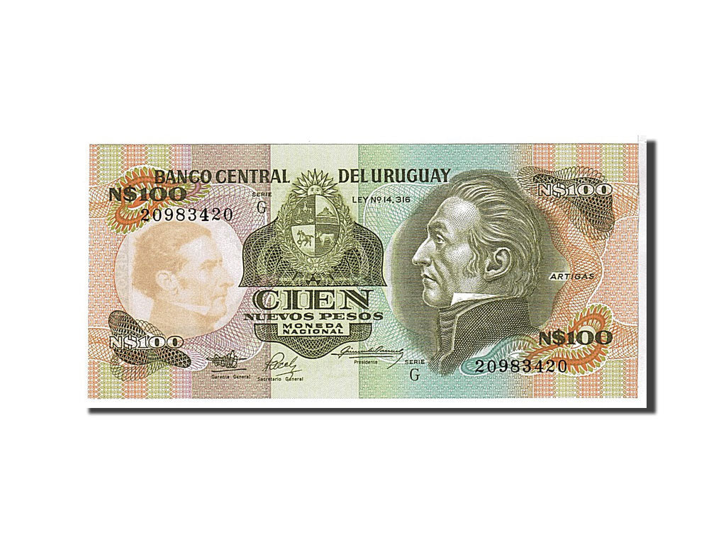 Banknote, Uruguay, 100 Nuevos Pesos, 1987, KM:62a, UNC(65-70)