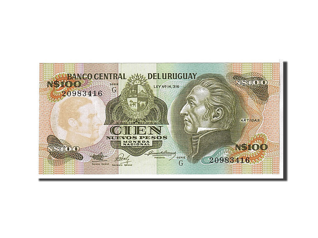 Banknote, Uruguay, 100 Nuevos Pesos, 1987, KM:62a, UNC(65-70)