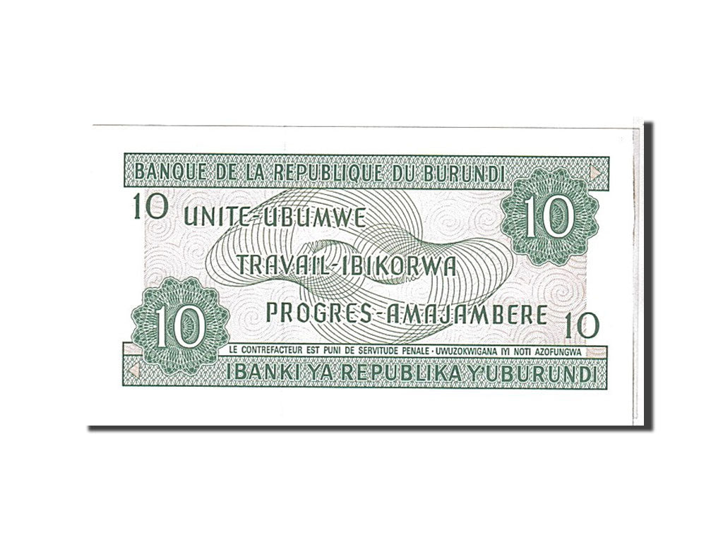 Billet, Burundi, 10 Francs, 1991, KM:33b, NEUF