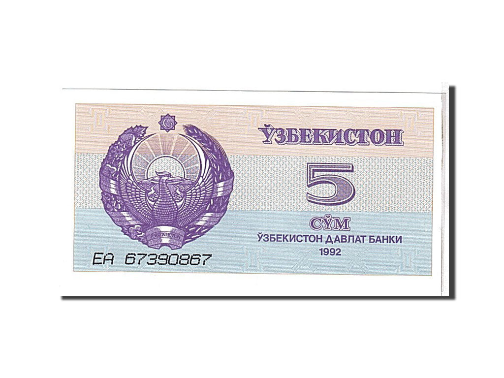 Billet, Uzbekistan, 5 Sum, 1992, NEUF