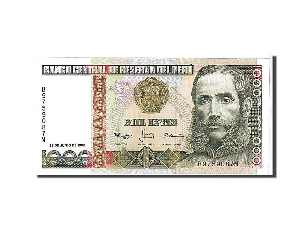 Billet, Pérou, 1000 Intis, 1988, KM:136b, NEUF