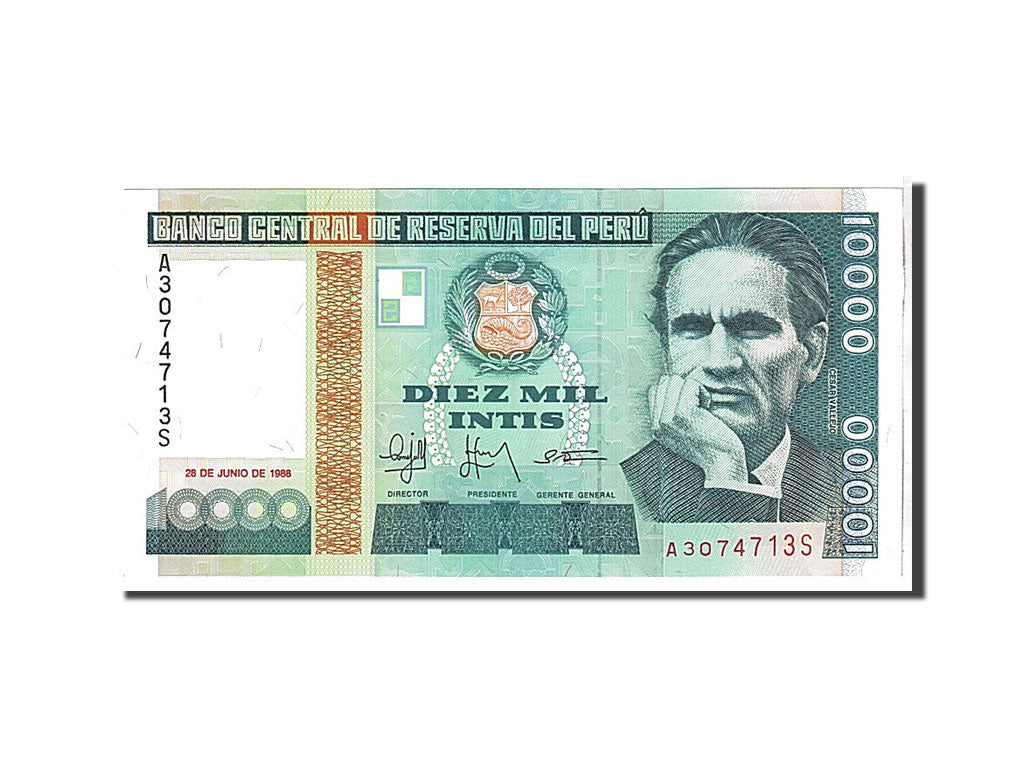 Billet, Pérou, 10,000 Intis, 1988, KM:140, NEUF