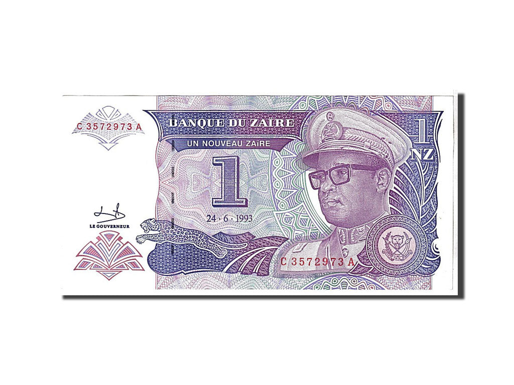Banknote, Zaire, 1 Nouveau Zaïre, 1993, KM:52a, UNC(65-70)