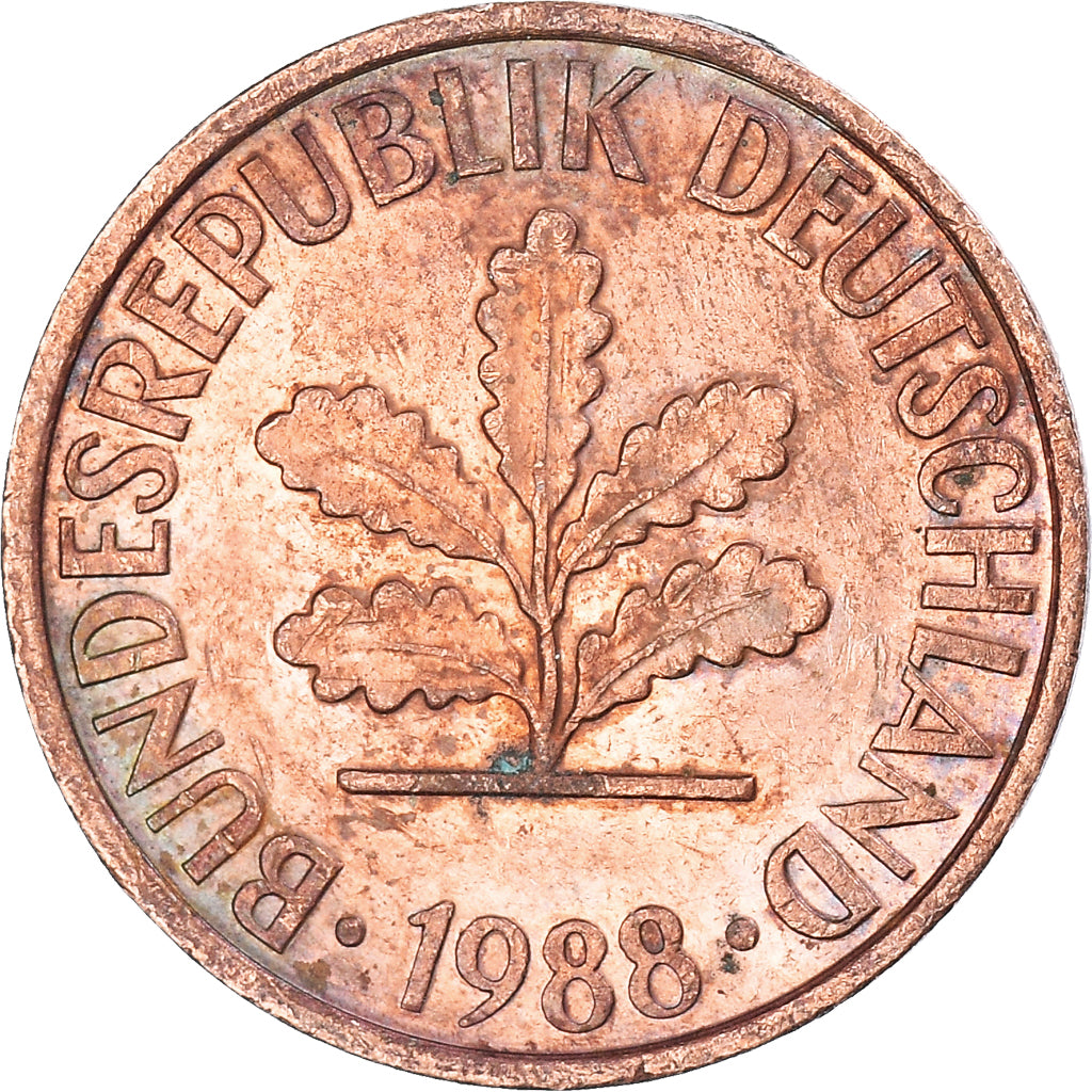 Coin, Germany, 2 Pfennig, 1988