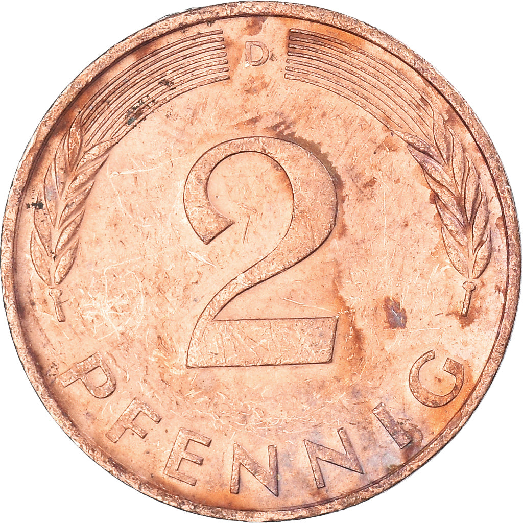 Coin, Germany, 2 Pfennig, 1988