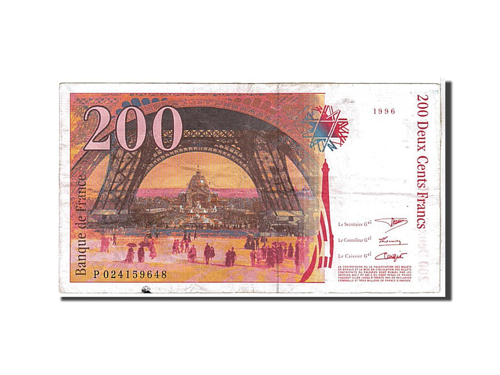 Banknote, France, 200 Francs, 200 F 1995-1999 ''Eiffel'', 1996, EF(40-45)