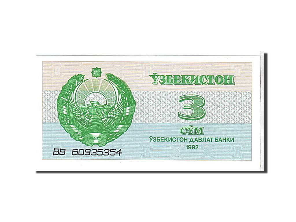 Billet, Uzbekistan, 3 Sum, 1992, NEUF
