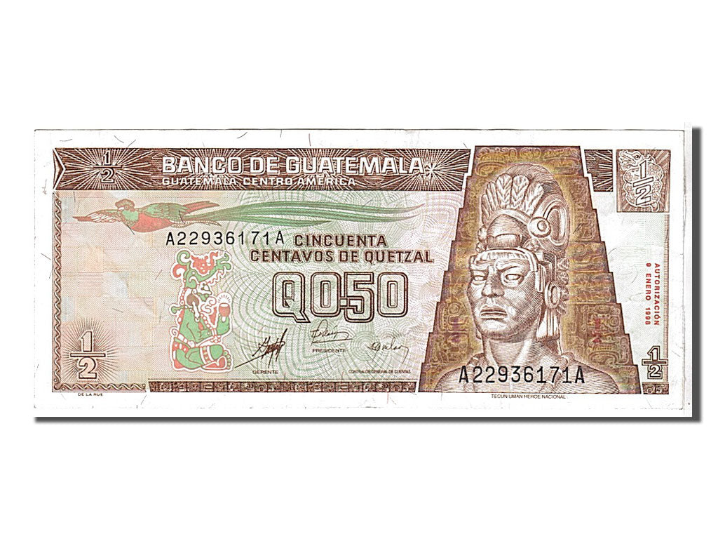 Billet, Guatemala, 1/2 Quetzal, 1998, KM:98, TTB