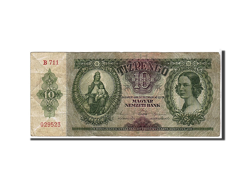 Billet, Hongrie, 10 Pengö, 1936, KM:100, TB