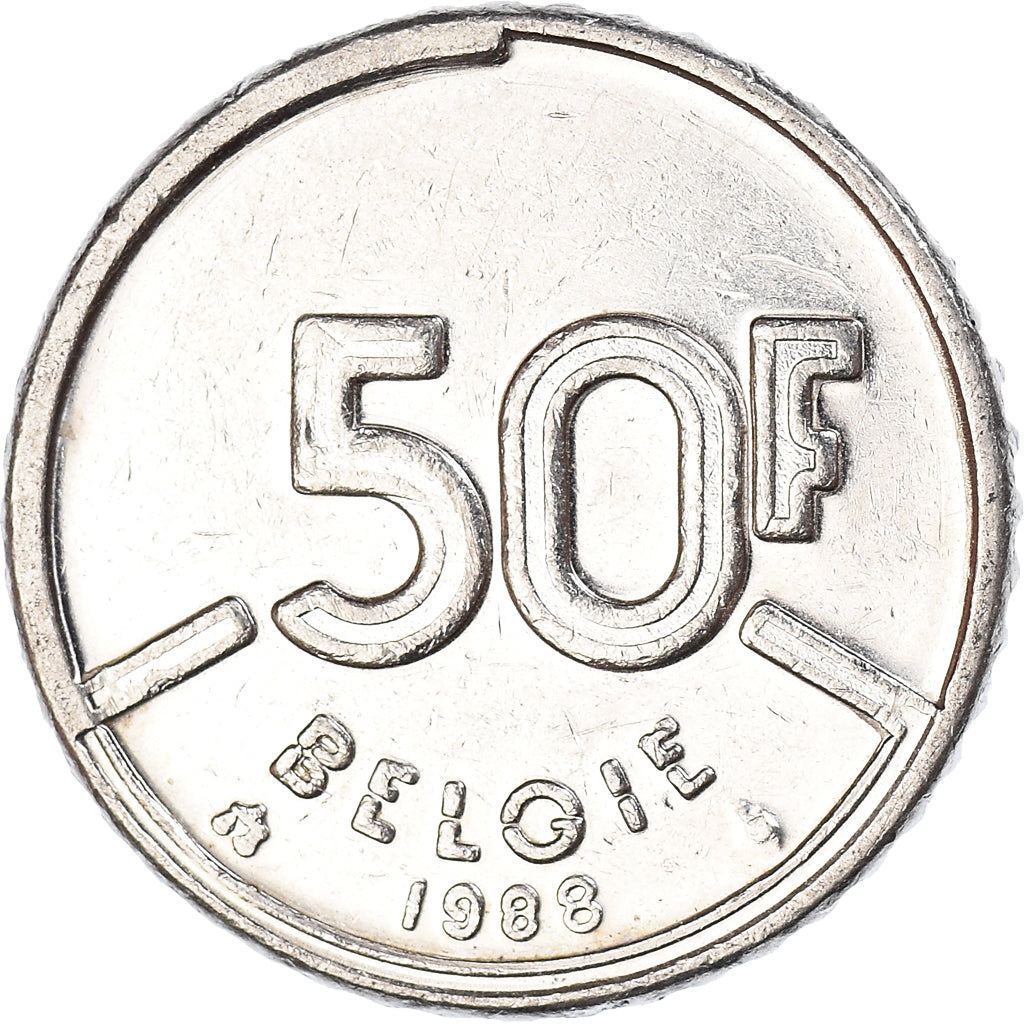 Moeda, Bélgica, 50 Francs, 50 Frank, 1988