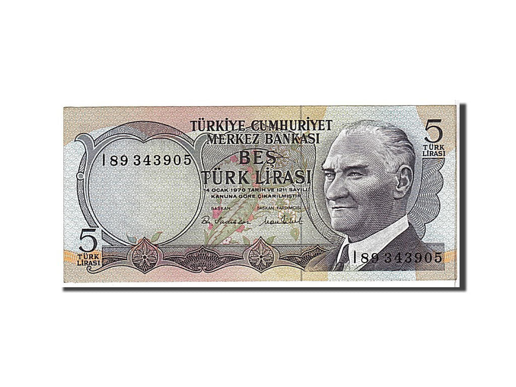 Billet, Turquie, 5 Lira, 1976, NEUF