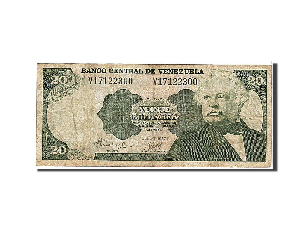 Banknote, Venezuela, 20 Bolivares, 1987, VF(20-25)