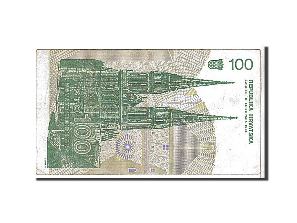 Billet, Croatie, 100 Dinara, 1991, TTB