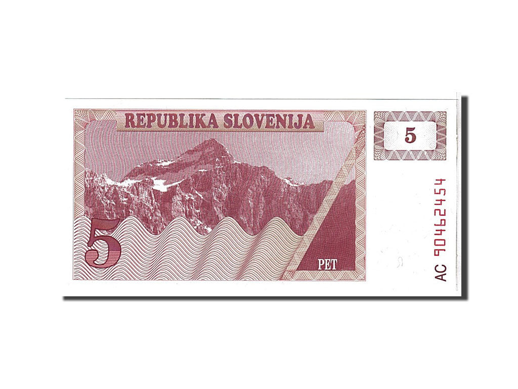Billet, Slovénie, 5 (Tolarjev), 1990, KM:3a, SPL