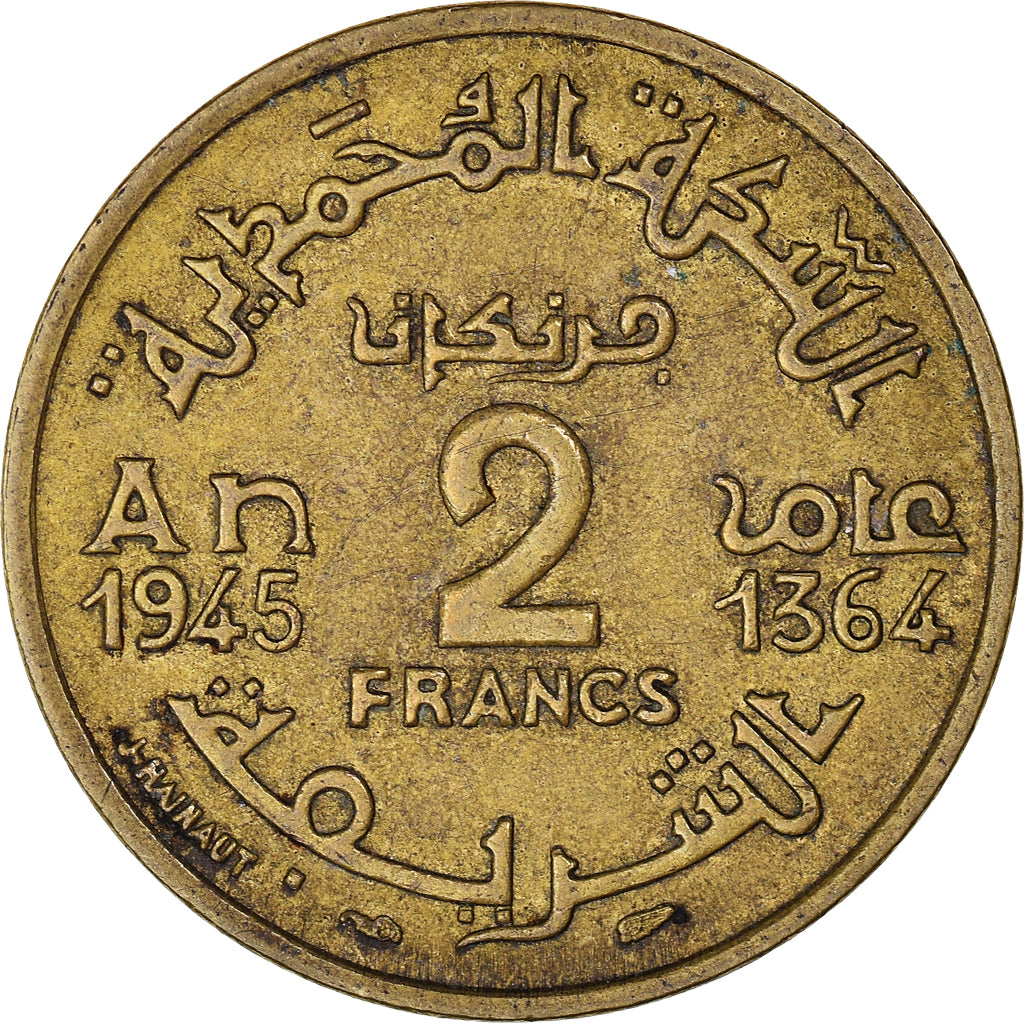 Moeda, Marrocos, 2 Francs, 1945