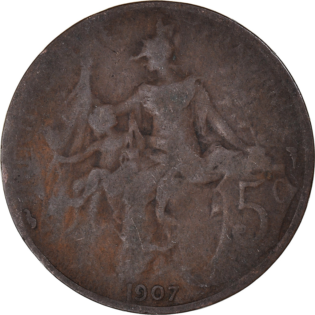 Moneta, Francja, 5 Centimes, 1907