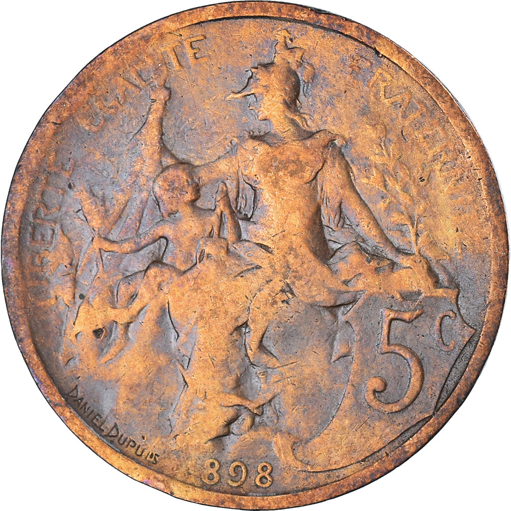 Moneta, Francja, 5 Centimes, 1898