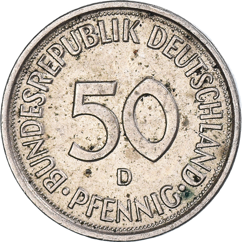 Moneta, GERMANIA - REPUBBLICA FEDERALE, 50 Pfennig, 1976