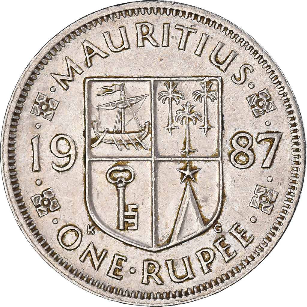 Moneta, Mauritius, Rupee, 1987