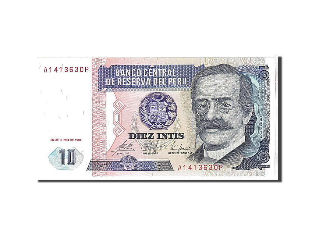 Billet, Pérou, 10 Intis, 1987, KM:129, NEUF