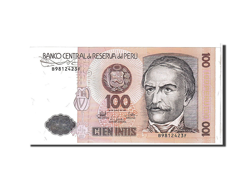 Billet, Pérou, 100 Intis, 1987, KM:133, NEUF