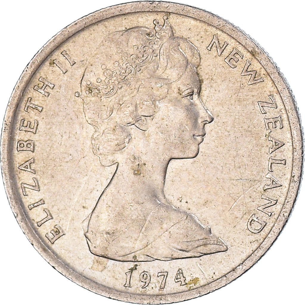 Coin, New Zealand, 5 Cents, 1974
