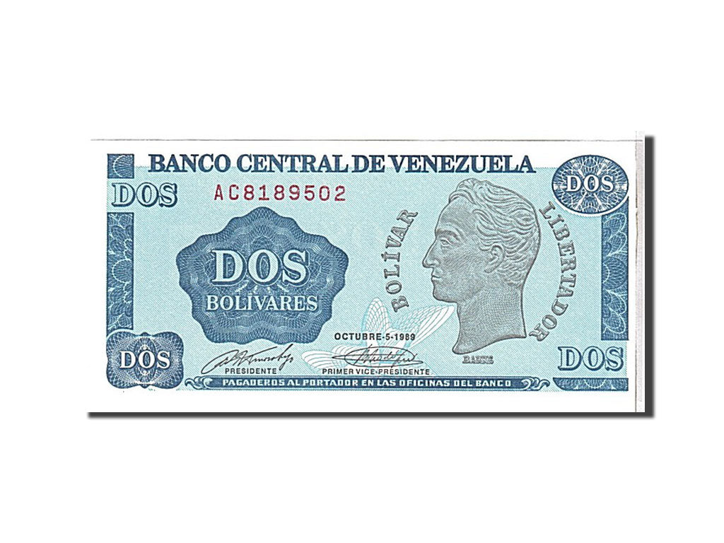 Banknote, Venezuela, 2 Bolivares, 1989, UNC(65-70)
