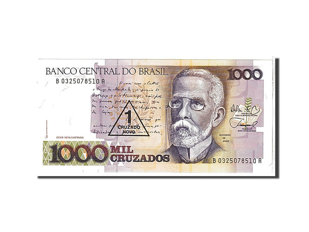 Billet, Brésil, 1 Cruzado Novo on 1000 Cruzados, 1989, KM:216b, NEUF
