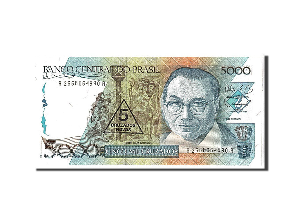 Billete, 5 Cruzados Novos on 5000 Cruzados, 1989, Brasil, KM:217a, UNC