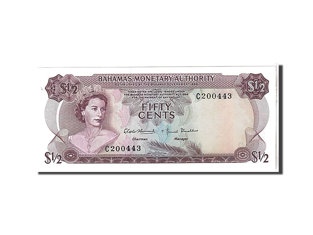 Billet, Bahamas, 1/2 Dollar, 1968, KM:26a, NEUF