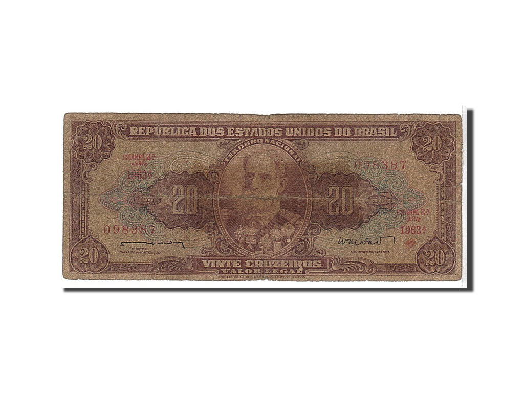 Banknote, Brazil, 20 Cruzeiros, 1962, KM:178, VF(20-25)