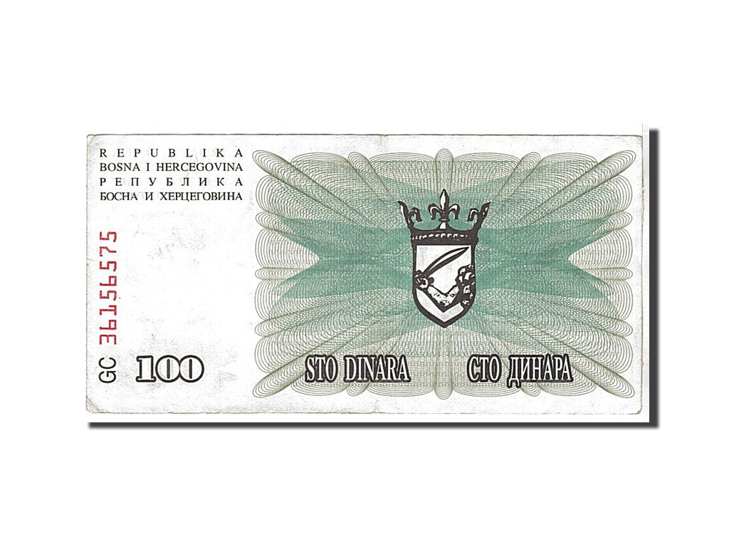 Banknote, Bosnia - Herzegovina, 100 Dinara, 1992, KM:13a, EF(40-45)