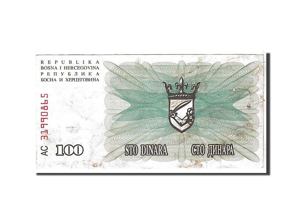Banknote, Bosnia - Herzegovina, 100 Dinara, 1992, VF(20-25)