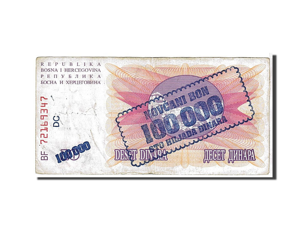 Banknote, Bosnia - Herzegovina, 100,000 Dinara, 1993, EF(40-45)