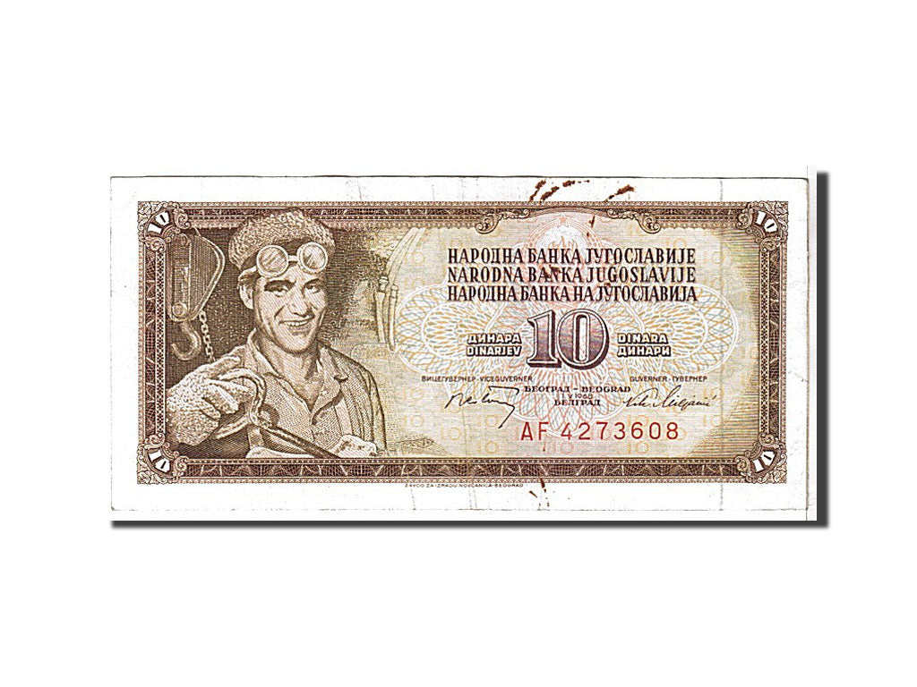 Banconote, Iugoslavia, 10 Dinara, 1968, KM:82b, BB