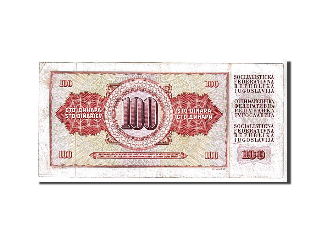 Billete, 100 Dinara, 1978, Yugoslavia, MBC