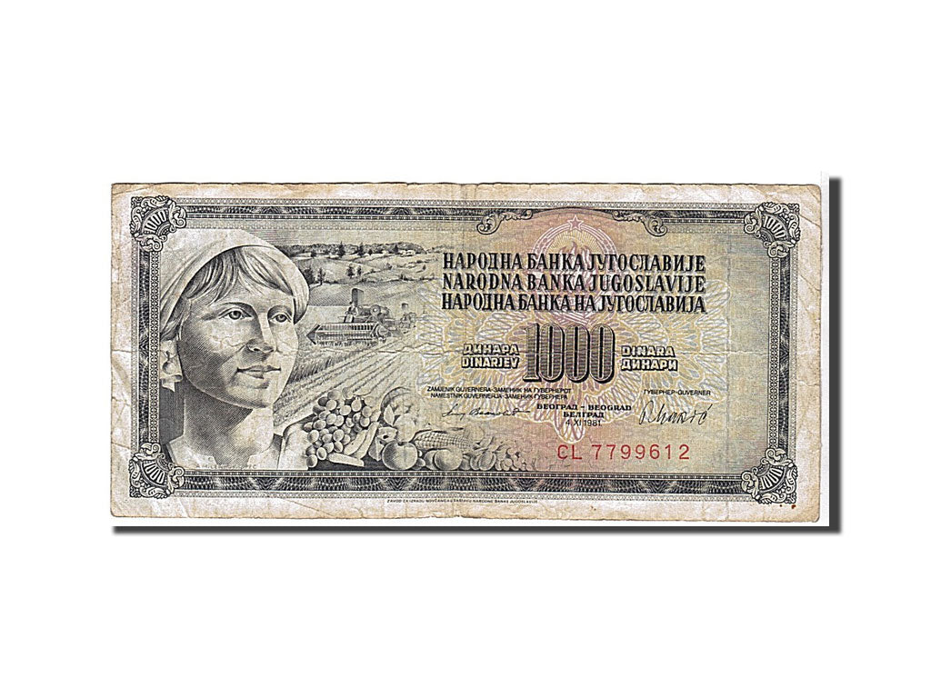 Billet, Yougoslavie, 1000 Dinara, 1981, KM:92d, TB