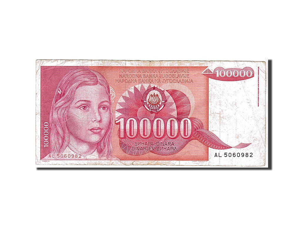 Billete, 100,000 Dinara, 1989, Yugoslavia, KM:97, BC