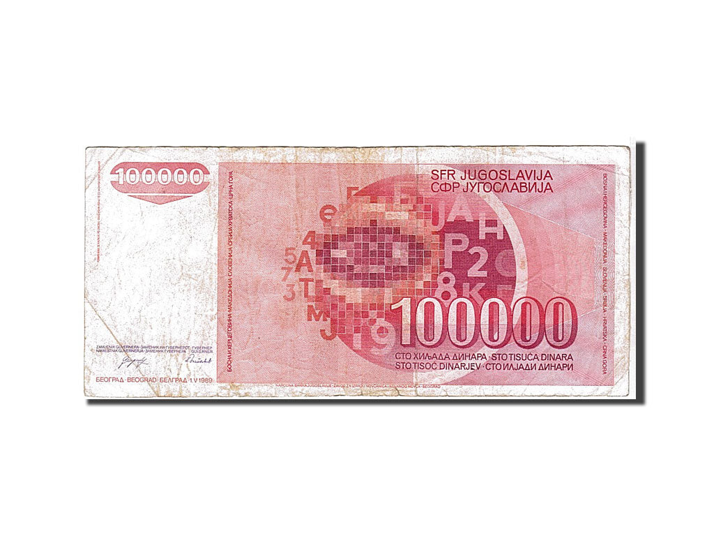 Billete, 100,000 Dinara, 1989, Yugoslavia, KM:97, BC