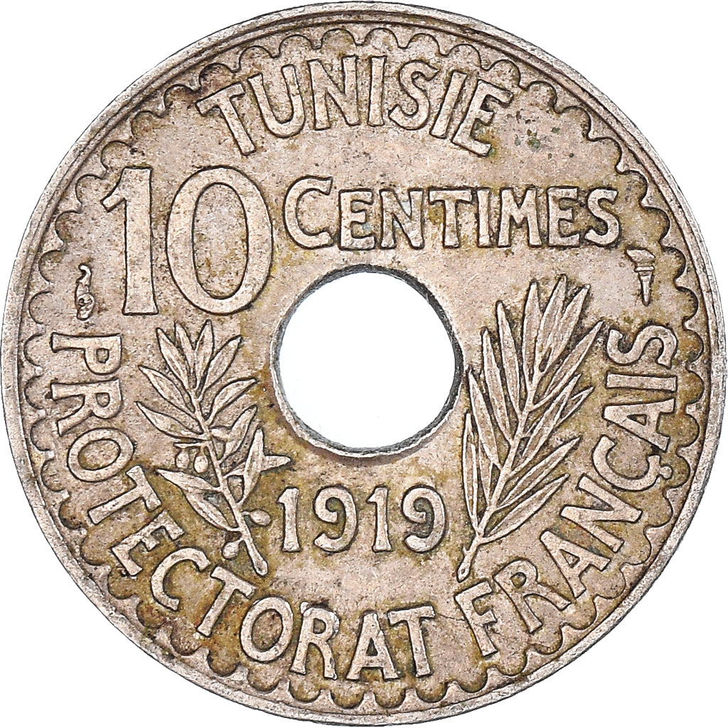 Moneta, Tunisia, 10 Centimes, 1919