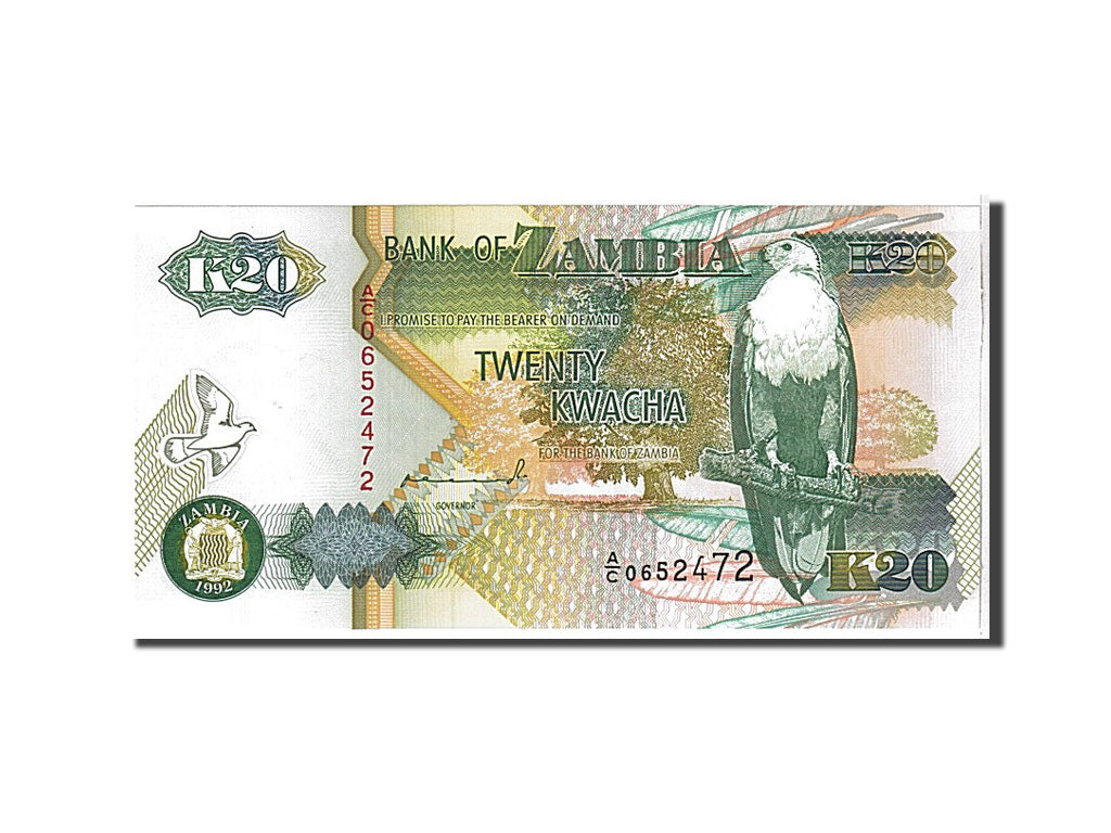 Banknote, Zambia, 20 Kwacha, 1992, KM:36a, UNC(65-70)